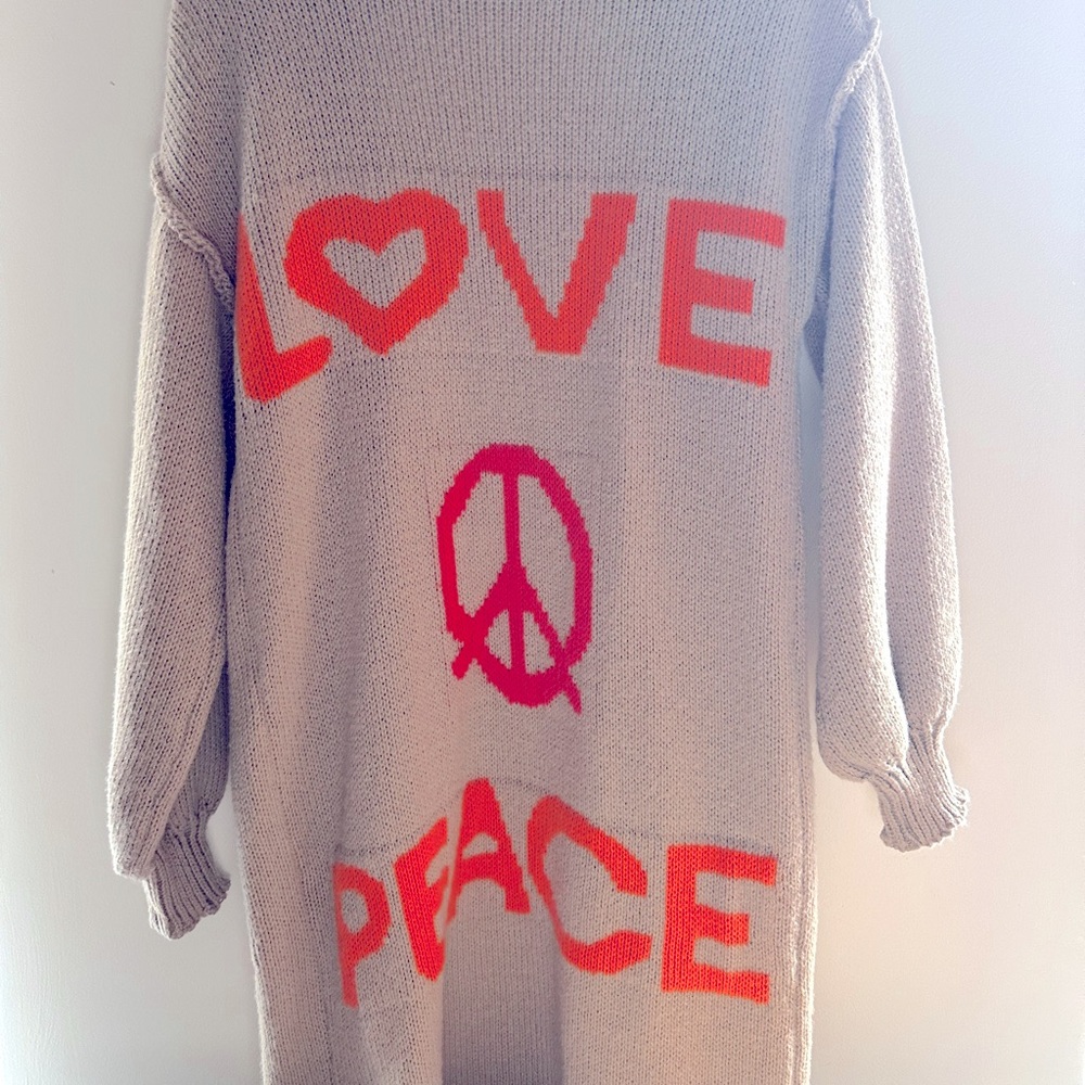Love & Peace Tan Duster Sweater